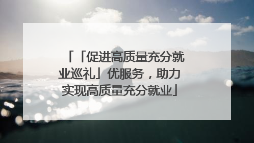 「促进高质量充分就业巡礼」优服务，助力实现高质量充分就业