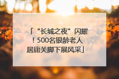 “长城之夜”闪耀！500名银龄老人居庸关脚下展风采