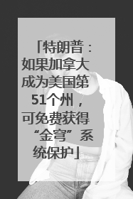 特朗普：如果加拿大成为美国第51个州，可免费获得“金穹”系统保护