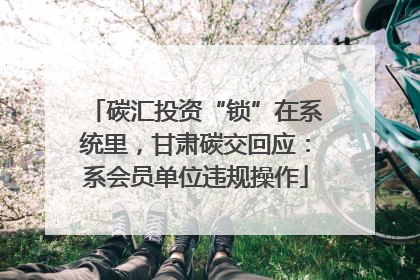 碳汇投资“锁”在系统里，甘肃碳交回应：系会员单位违规操作