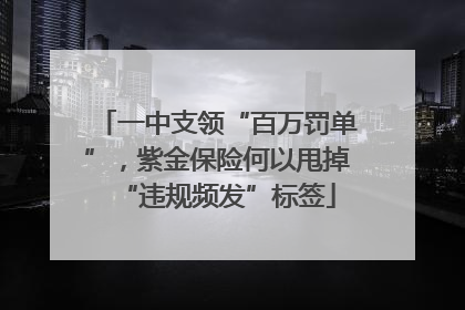 一中支领“百万罚单”，紫金保险何以甩掉“违规频发”标签
