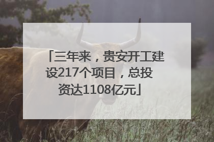 三年来，贵安开工建设217个项目，总投资达1108亿元