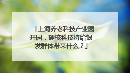 上海养老科技产业园开园，硬核科技将给银发群体带来什么？