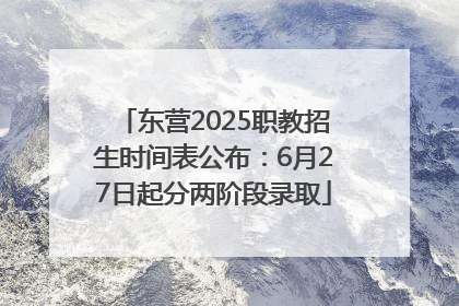 东营2025职教招生时间表公布：6月27日起分两阶段录取