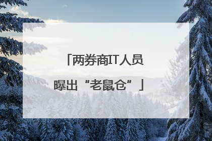 两券商IT人员曝出“老鼠仓”
