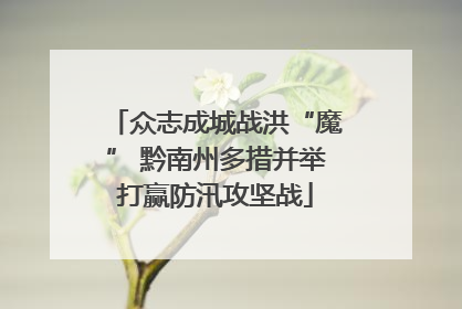 众志成城战洪“魔” 黔南州多措并举打赢防汛攻坚战