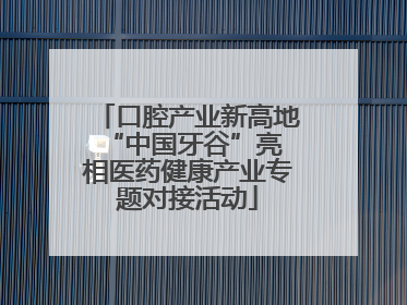 口腔产业新高地 “中国牙谷”亮相医药健康产业专题对接活动
