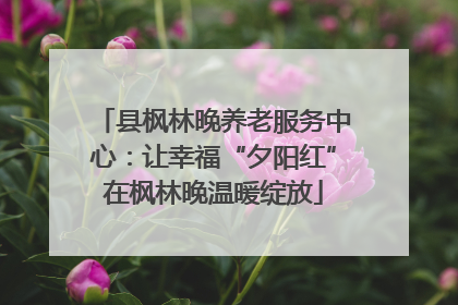 县枫林晚养老服务中心：让幸福“夕阳红”在枫林晚温暖绽放