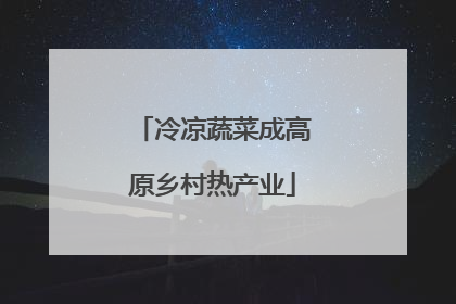 冷凉蔬菜成高原乡村热产业