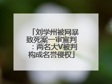 刘学州被网暴致死案一审宣判：两名大V被判构成名誉侵权