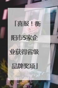 喜报！衡阳市5家企业获得省级品牌奖项