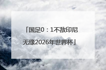 国足0：1不敌印尼 无缘2026年世界杯