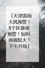 天津雷雨大风预警！5个区暴雨预警！短时雨强较大！下午开场