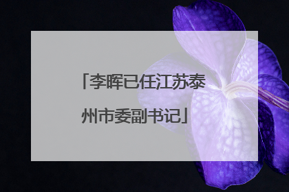 李晖已任江苏泰州市委副书记