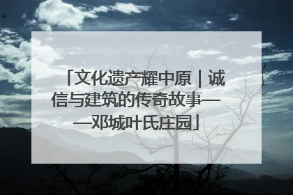 文化遗产耀中原｜诚信与建筑的传奇故事——邓城叶氏庄园