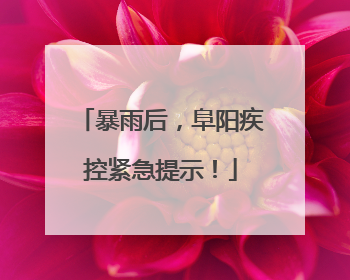 暴雨后，阜阳疾控紧急提示！