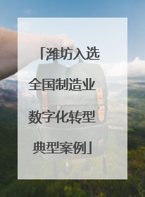 潍坊入选全国制造业数字化转型典型案例