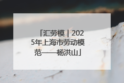 汇劳模｜2025年上海市劳动模范——杨洪山