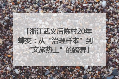 浙江武义后陈村20年蝶变：从“治理样本”到“文旅热土”的跨界