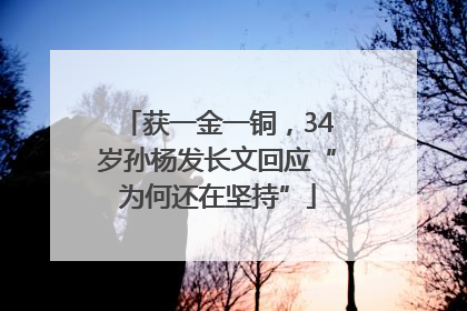 获一金一铜，34岁孙杨发长文回应“为何还在坚持”