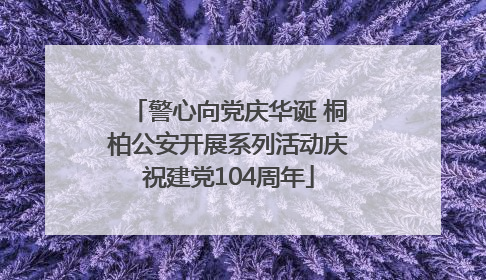 警心向党庆华诞 桐柏公安开展系列活动庆祝建党104周年