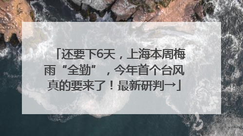 还要下6天，上海本周梅雨“全勤”，今年首个台风真的要来了！最新研判→