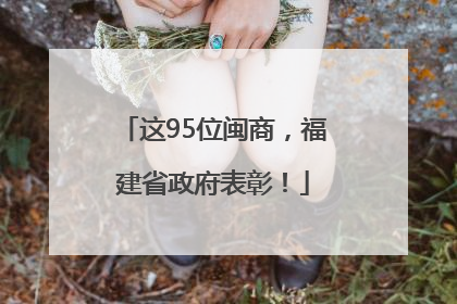 这95位闽商，福建省政府表彰！