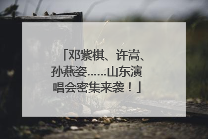 邓紫棋、许嵩、孙燕姿……山东演唱会密集来袭！