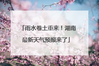 雨水卷土重来！湖南最新天气预报来了