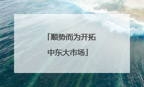 顺势而为开拓中东大市场
