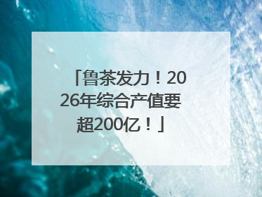 鲁茶发力！2026年综合产值要超200亿！