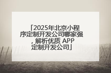 2025年北京小程序定制开发公司哪家强，解析优质 APP 定制开发公司