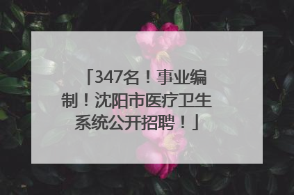 347名！事业编制！沈阳市医疗卫生系统公开招聘！
